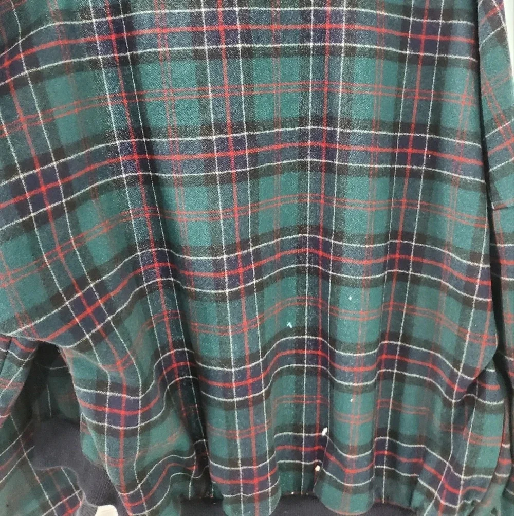 Vintage Pendleton Wool Cardigan Men's M Green Teal Plaid Grandpa Sweater USA 80s
